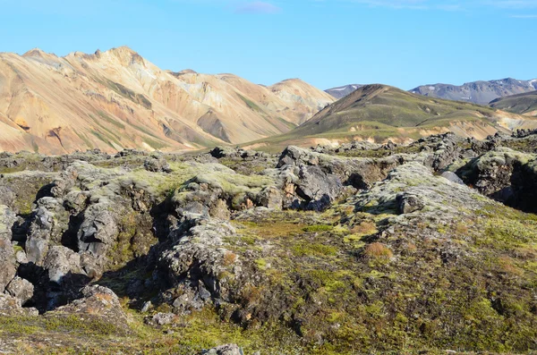 Landmannalaugar Riolit 山的熔岩形成 — 图库照片