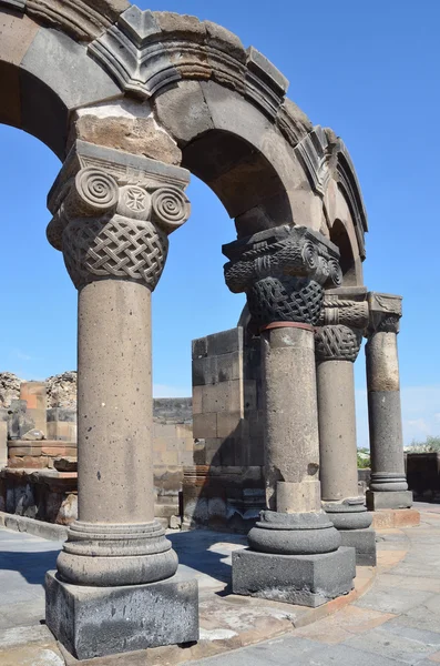 As ruínas do antigo templo de Zvartnots, Armênia — Fotografia de Stock