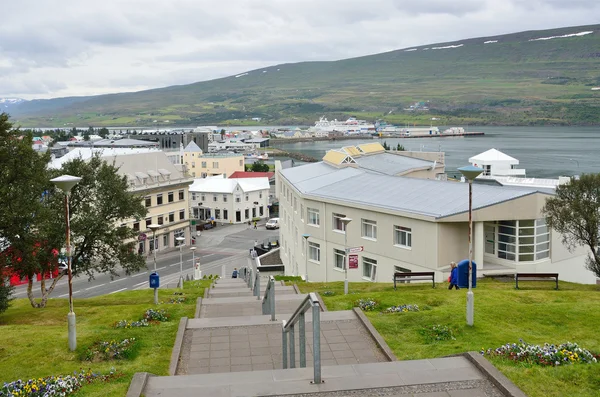 Akureyri, Iceland, August, 15, 2014. The Northern capital of Iceland - Akureyri in the rain — Stock Photo, Image