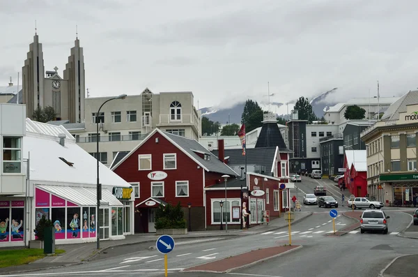 Akureyri, Iceland, August, 15, 2014. The Northern capital of Iceland - Akureyri in the rain — Stock Photo, Image