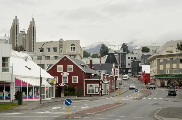 Akureyri, Iceland, August, 15, 2014. The Northern capital of Iceland - Akureyri in the rain — Stock Photo, Image