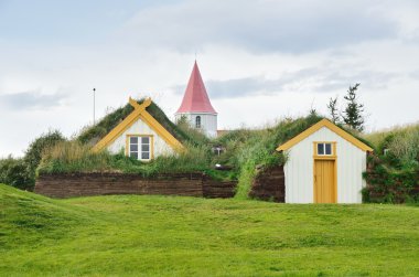 Glaumbaer, Iceland, August, 14, 2014. Nobody, the houses, covered with turf