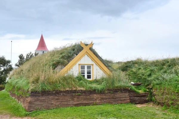 Glaumbaer, Iceland, August, 14, 2014. Nobody, the houses, covered with turf — Stok fotoğraf