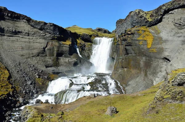 冰岛火山峡谷埃尔德焦河瀑布 Oufirofoss 片段 — 图库照片