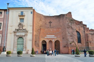 Rome, Italy, March 17, 2013, People walking near Basilica of Santa Maria degli Angeli e dei Martiri in Rome