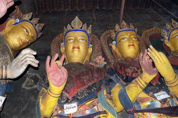 Tibet, Gyandze, Pelkor Chode is Buddhist monastery of the 15th century, Buddha statues — Stock Photo, Image