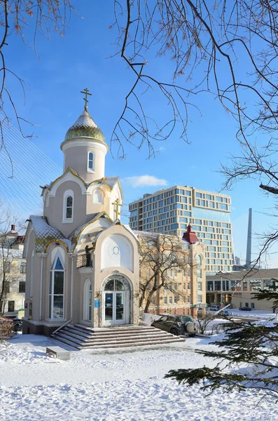 Wladiwostok Russland Januar 2015 Apostelkapelle Des Heiligen Andrew Und Denkmal — Stockfoto