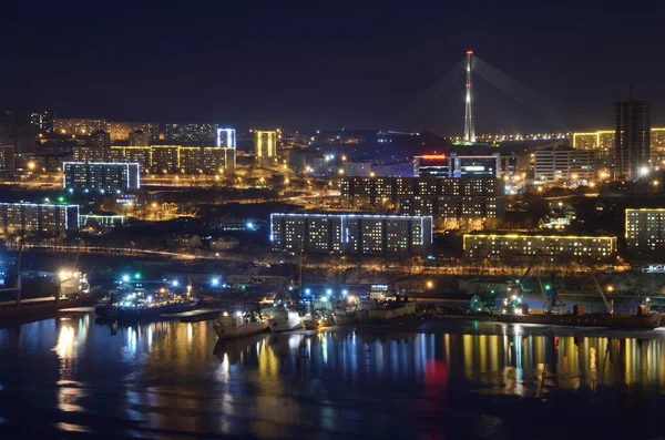 Wladiwostok, russland, 3. januar 2015. niemand, wladiwostok bei nacht — Stockfoto