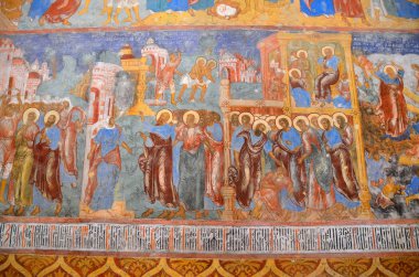 Freskler Suzdal kurtarıcı EFIMIA Manastırda kutsal başkalaşım katedral içinde