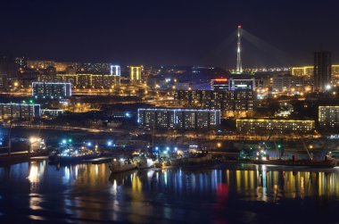 Vladivostok, Rusya, 03 Ocak 2015. Kimse geceleri Vladivostok
