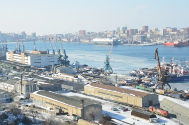 Vladivostok, Rusya, 09 Ocak 2015. Rus sahne: kimse, balıkçı limanı ayında Vladivostok