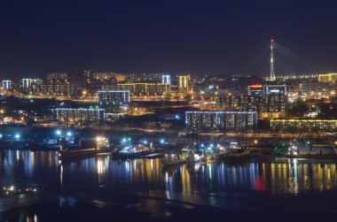 Vladivostok, Rusya, 03 Ocak 2015. Kimse geceleri Vladivostok