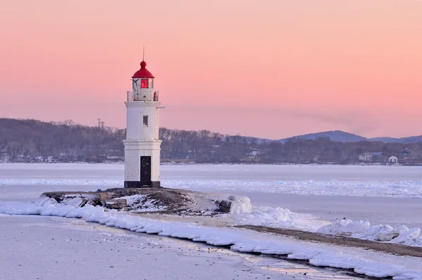 Vladivostok. Latarnia Egersheld (1876) na półwyspie Newsreportaż - Tokarevskaya kot Obrazy Stockowe bez tantiem