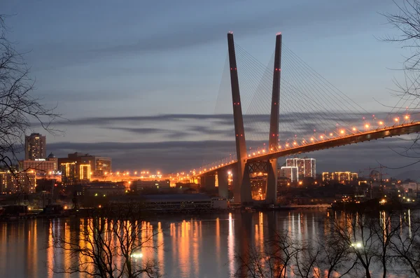 Vista nocturna del cabo Churkin en Vladivostok —  Fotos de Stock