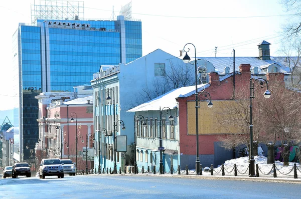 Vladivostok, Russia, January, 06, 2015. Ocean Avenue (Okeansky prospect) — Stock Photo, Image