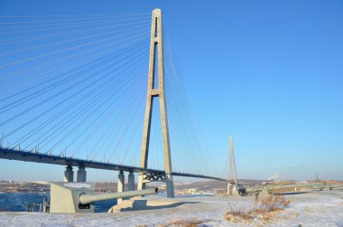 Silah Novosiltsevskaya kıyı akü Vladivostok kale ve Askılı köprü, Rus Adası, Vladivostok