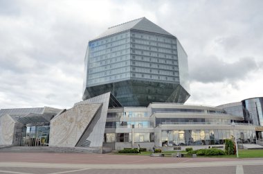 Minsk, Belarus, 28 Eylül 2015. Minsk 'teki Belarus Ulusal Kütüphanesi.