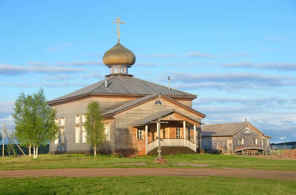 Russia, Murmansk region, Tersky district, the village of Varzuga. ancient  church of St. Athanasius the Great — Stock Photo, Image
