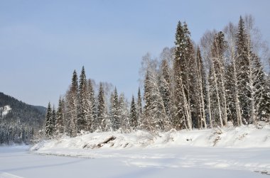 Russia, Khakasia, Abakan river in winter clipart