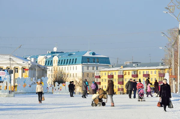 Barnaul Rusya Federasyonu Ocak 2016 Insanlar Barnaul Merkezi Yürüme — Stok fotoğraf