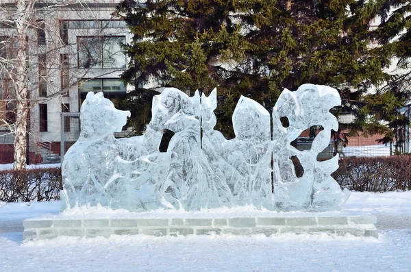 Barnaul, Russia, January, 13, 2016, ice sculpture in the center of Barnaul — Zdjęcie stockowe