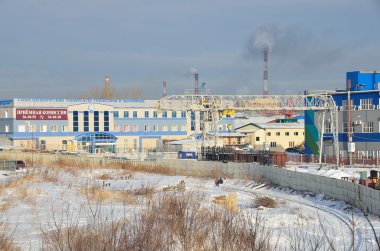 Barnaul, Russia, January, 13 2016, nobody, industrial zone in Barnaul in winter