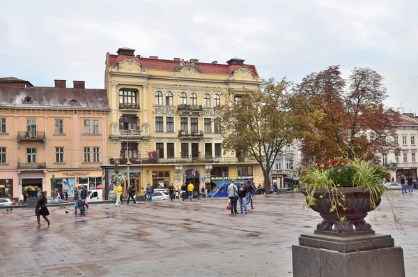 Lviv, Ukraine, September, 16, 2013. The prospect of Freedom in Lviv in rainy weather — Stockfoto