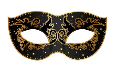 Vector illustration of black mask with gold decoration clipart