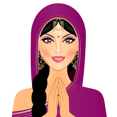 Hintli kadın gülümseyerek vektör çizim