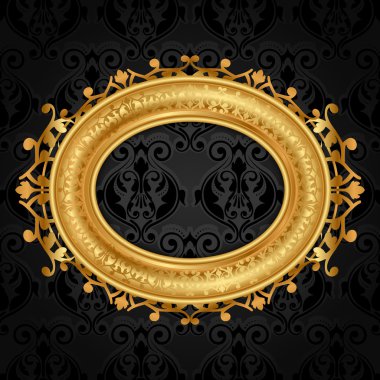 Siyah duvar karede vektör altın