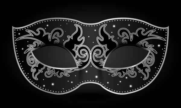 Illustration vectorielle de masque noir avec décorations argentées — Image vectorielle