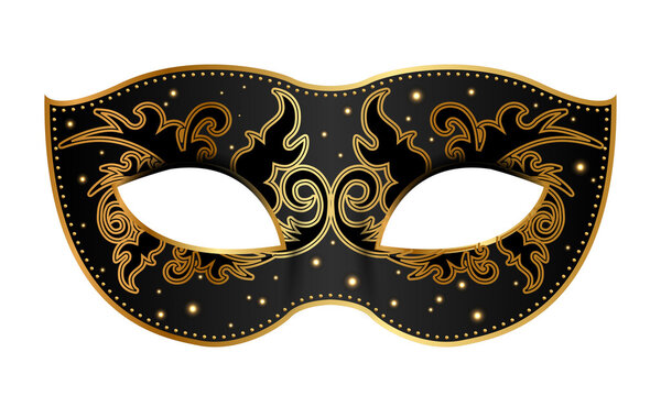 Vector illustration of black mask with gold decoration