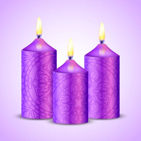 Ilustración vectorial de velas púrpura — Archivo Imágenes Vectoriales