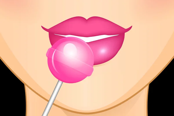 Sweet girl - векторная иллюстрация улыбающейся девушки с lollipop — стоковый вектор