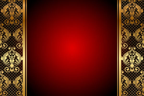 Fond rouge vectoriel avec ornement en or — Image vectorielle