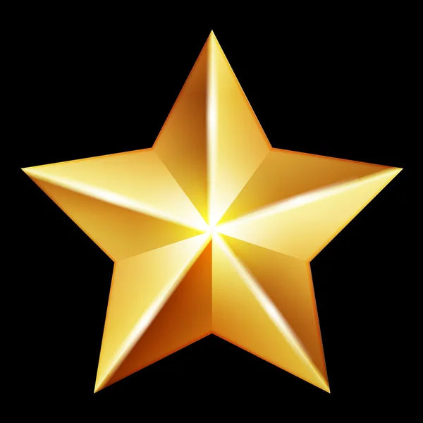 Vector gold star on black background — Stock Vector