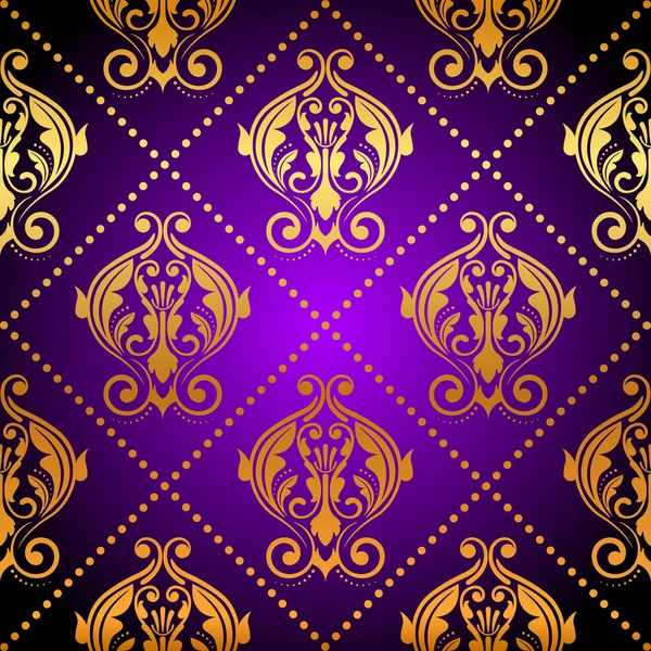 Vector luxe paarse achtergrond met gouden ornament — Stockvector