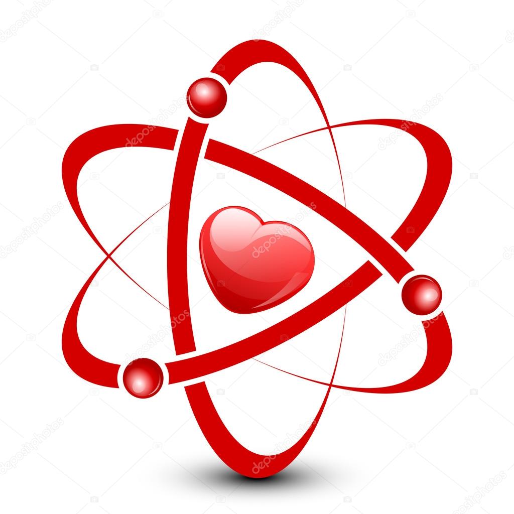 Vector illustration of atom with heart inside