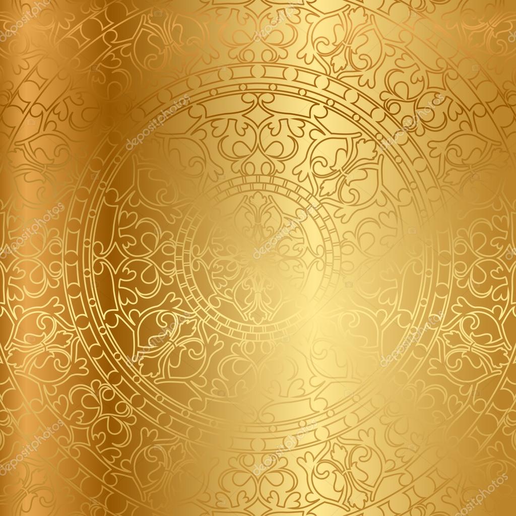 Vector gold background with floral decoration Stock Vector by