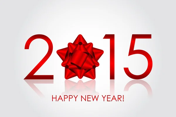 着红色蝴蝶结的矢量 2015年快乐新年背景 — 图库矢量图片