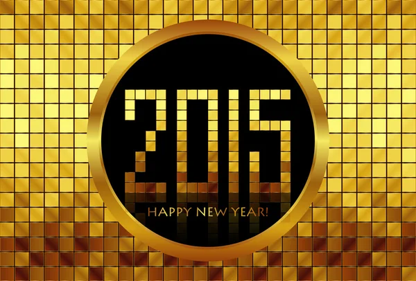 Vector - Happy New Year 2015 - golden mosaic background — Stock Vector