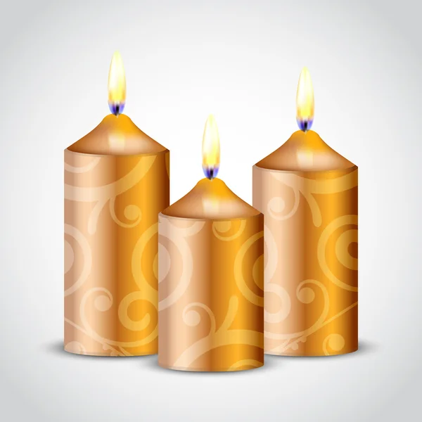 Εικονογράφηση φορέας χρυσό και στολισμένος κεριά — Διανυσματικό Αρχείο