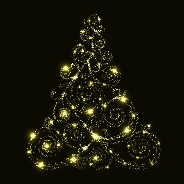 Vector floral gloeiende Kerstboom — Stockvector