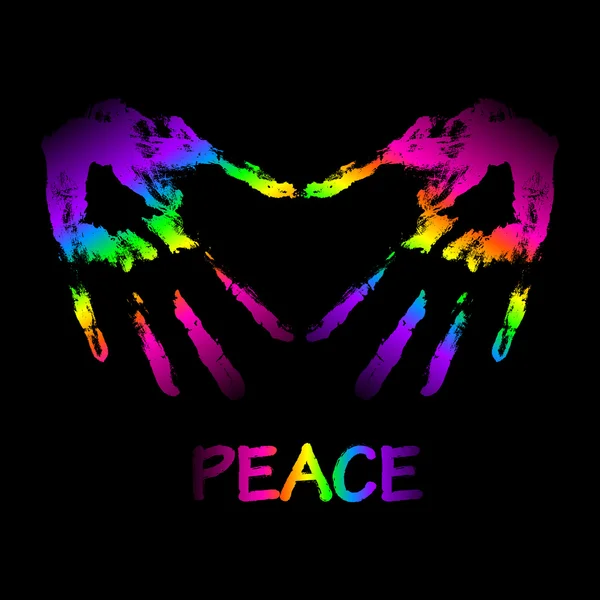 Vector peace and love "graffiti" illustration. Two hands make a — Stock Vector