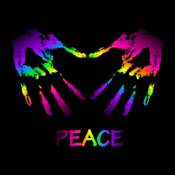 Vector peace and love "graffiti" illustration. Two hands make a Stock Illustration