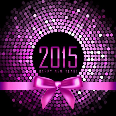 Vector Happy New Year 2015 background with disco lights and ribb clipart