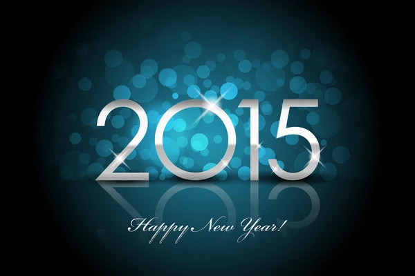 矢量 2015 年-蓝色背景虚化的快乐新的一年 — 图库矢量图片