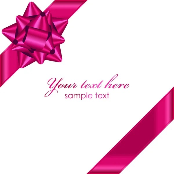 Vector pink ribbon with bow — Stock Vector