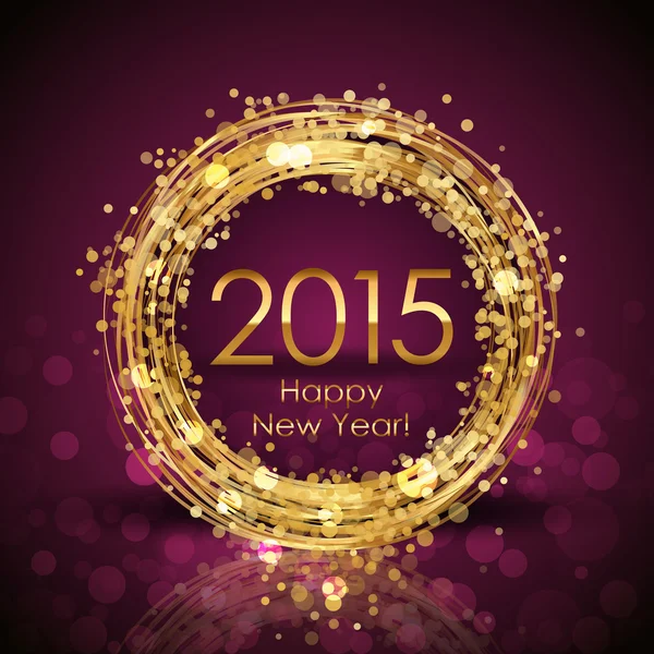 Vecteur 2015 Happy New Year fond avec horloge en or — Image vectorielle