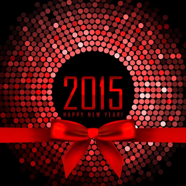 Vector 2015 background with red disco lights and ribbon — Stock Vector